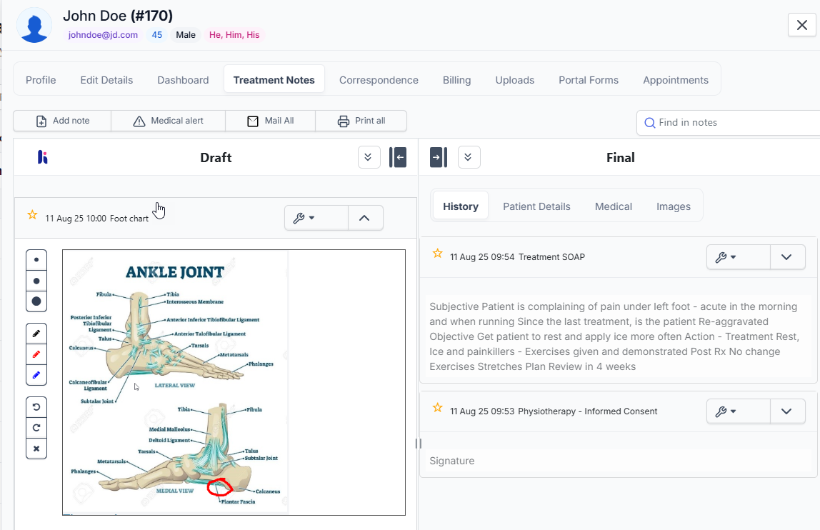 Treatment Notes for Managing Patient Health Records